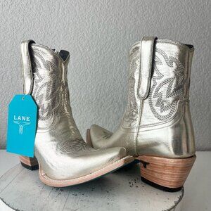 Lane SMOKESHOW Cowboy Bootie Womens 8.5 Gold Western Cowgirl Short Ankle Boots